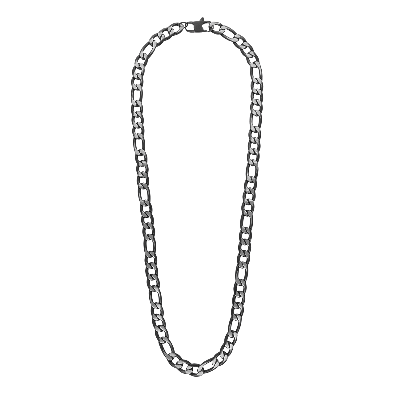 Stainless steel blackplated ketting met figaro schakels voor heren