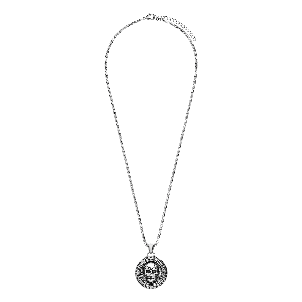 Stainless steel ketting met ronde doodskop voor heren