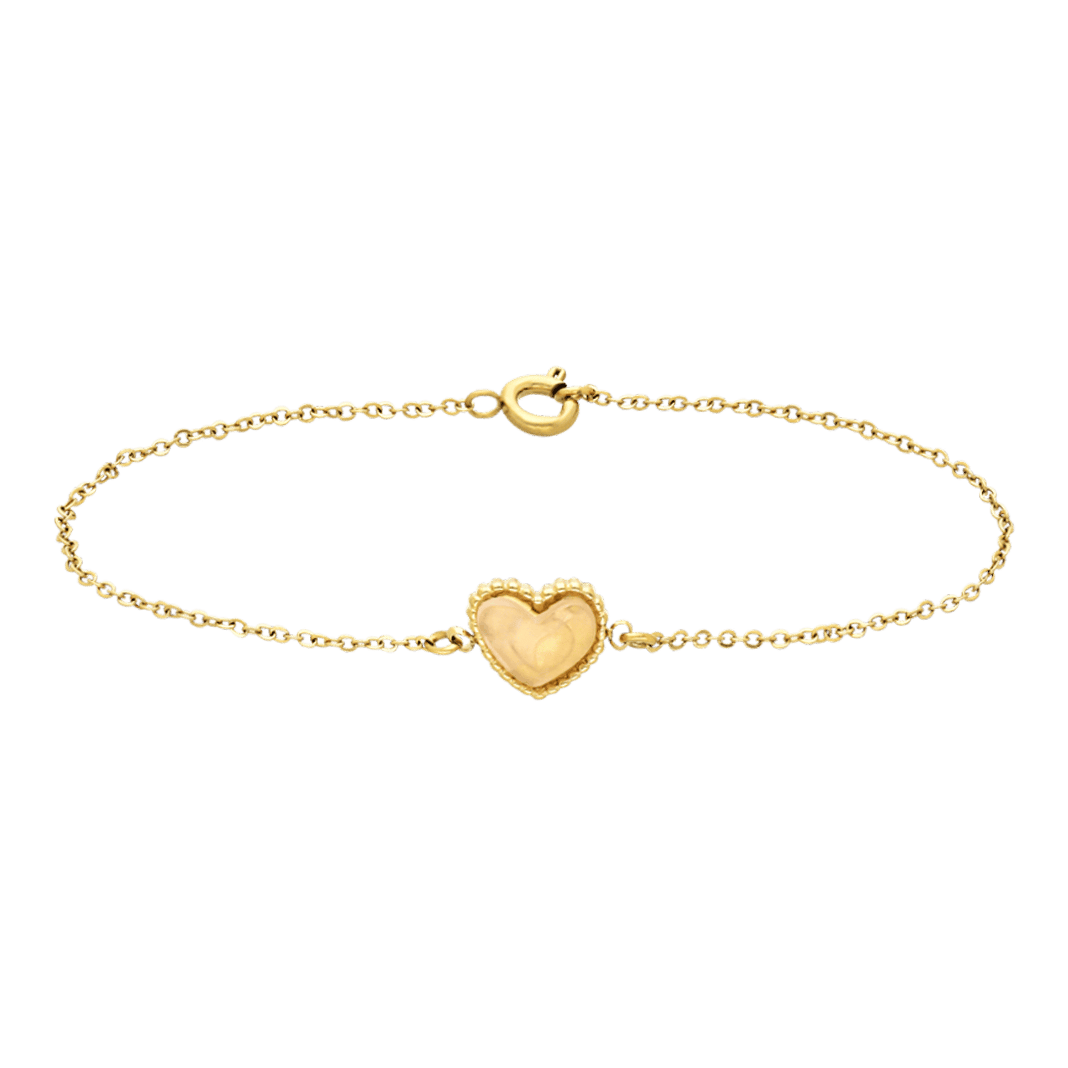 Stainless steel goldplated armband rozenkwarts op kaartje