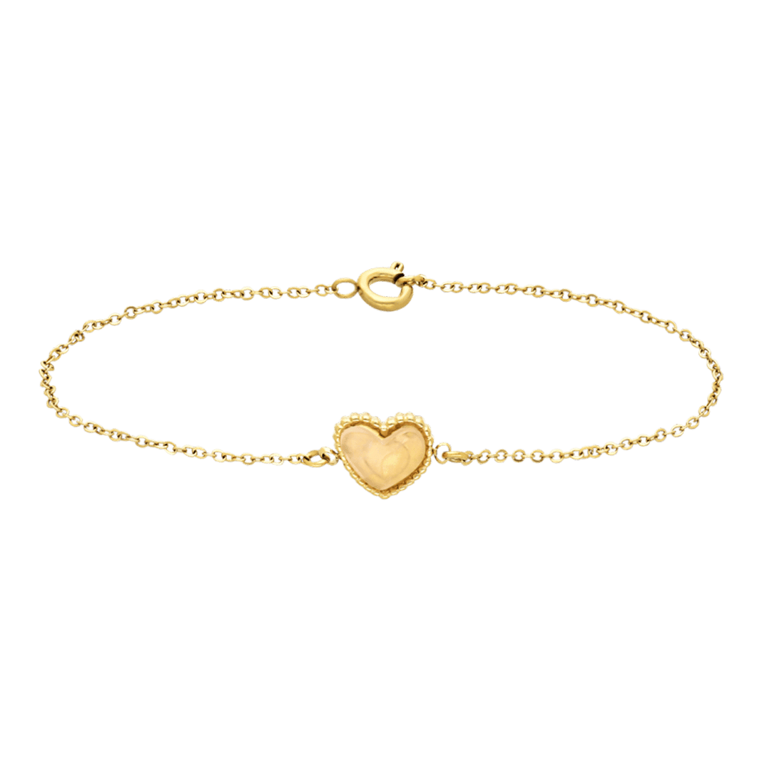 Stalen goldplated fantasiearmband met rozenkwarts voor dames