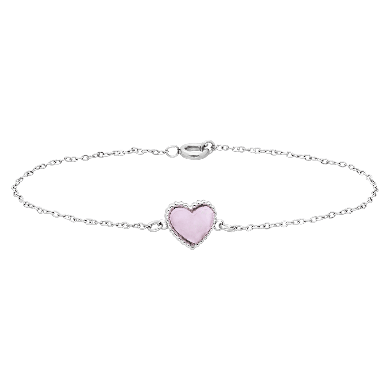 Geslaagd cadeau - Stainless steel armband met rozenkwarts op kaartje