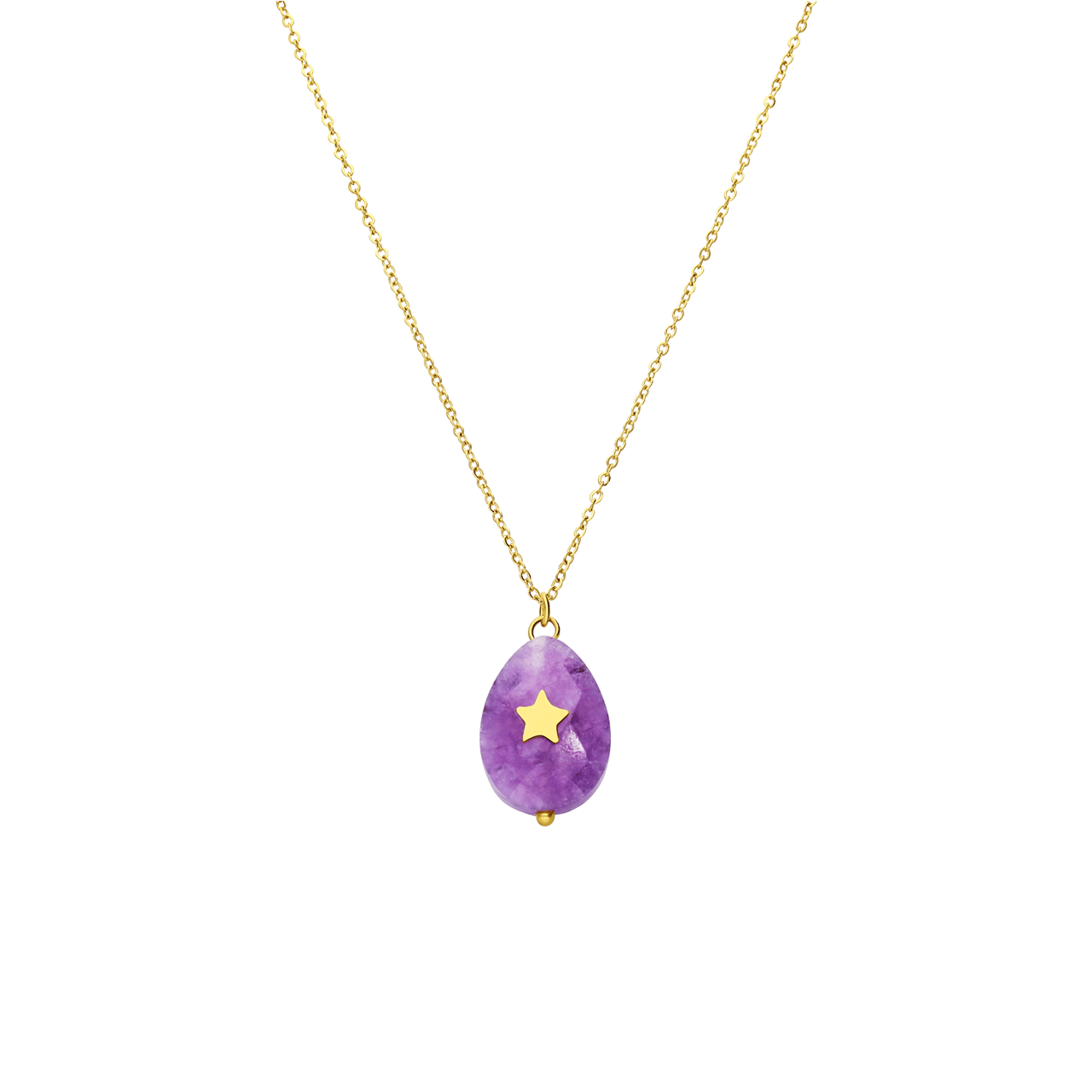 Stainless steel goldplated ketting met hanger met natuursteen voor dames