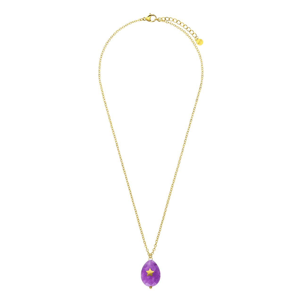 Stalen goldplated ketting met hanger met natuursteen voor dames