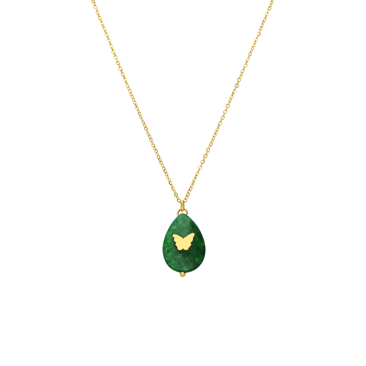 Stainless steel goldplated ketting met kaart
