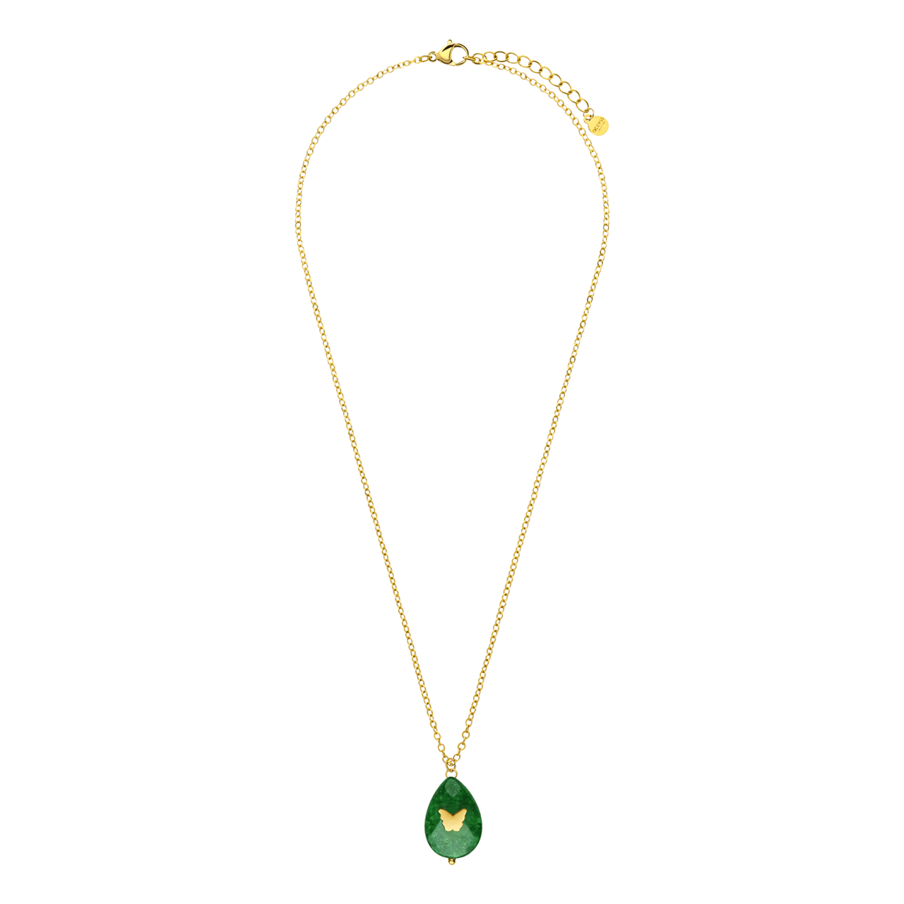 Stainless steel goldplated ketting met hanger met natuursteen voor dames