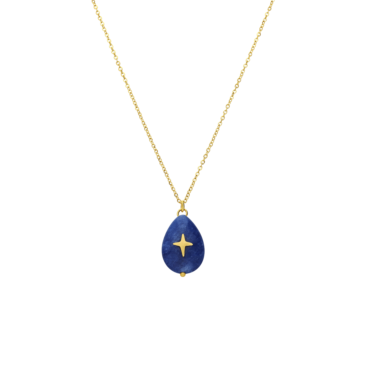 Stainless steel goldplated ketting met hanger met natuursteen voor dames