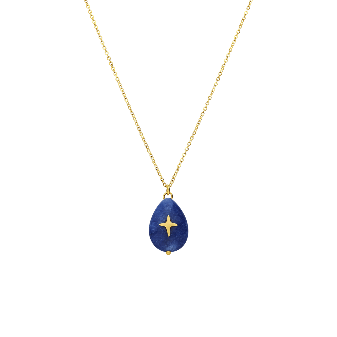 Stalen goldplated ketting met hanger met natuursteen voor dames