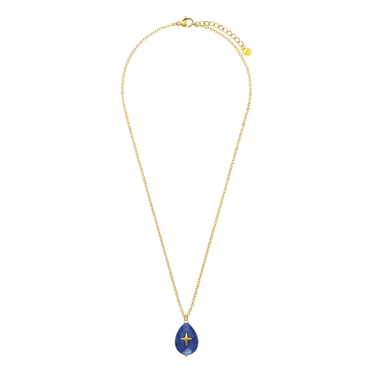 Stalen goldplated ketting met hanger met natuursteen voor dames