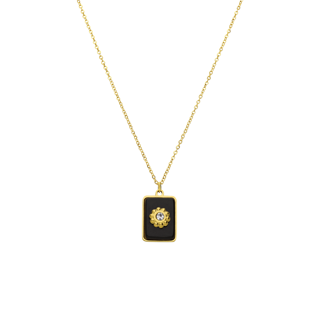 Stalen goldplated ketting met hanger met natuursteen voor dames