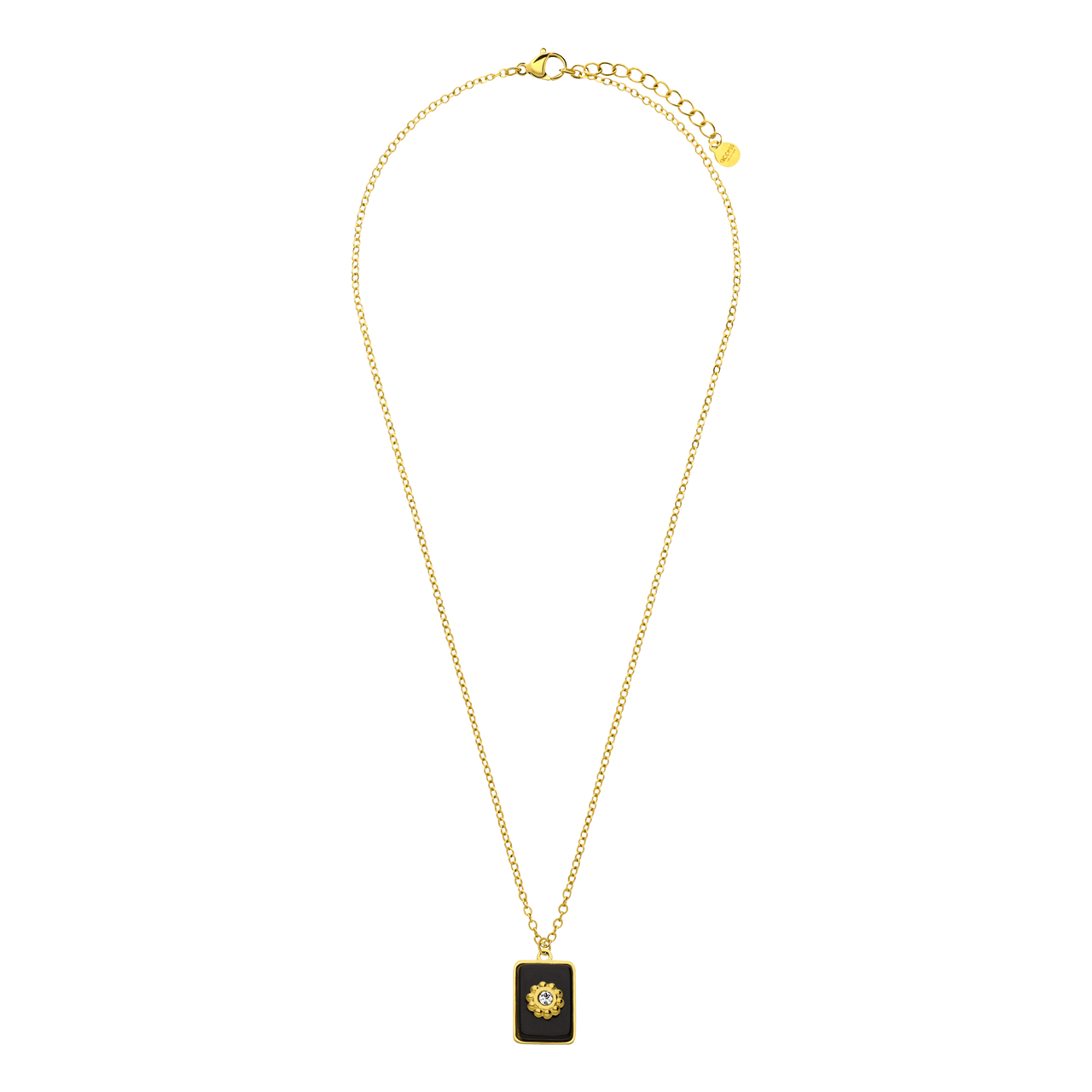 Stalen goldplated ketting met hanger met natuursteen voor dames