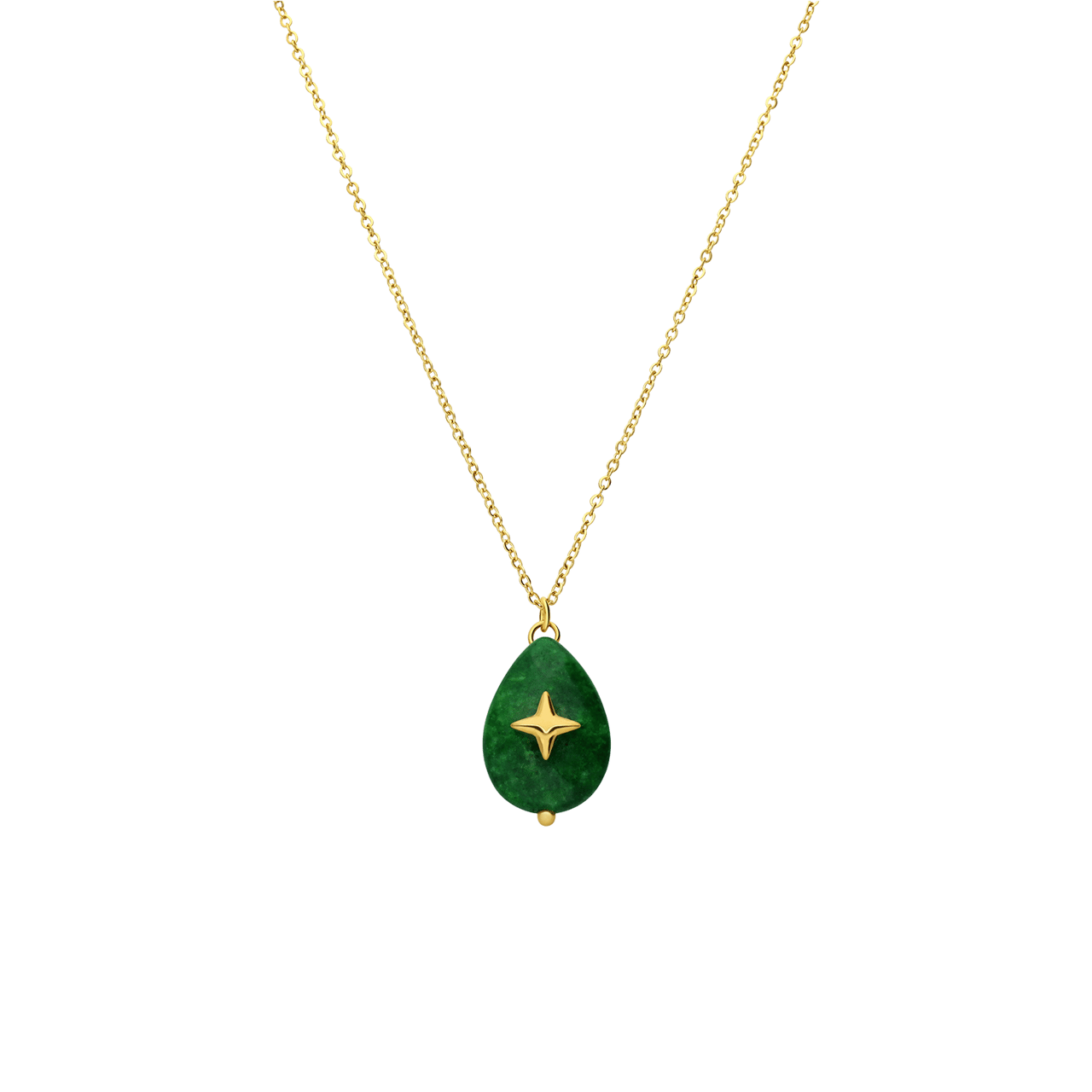 Stalen goldplated ketting met hanger met natuursteen voor dames