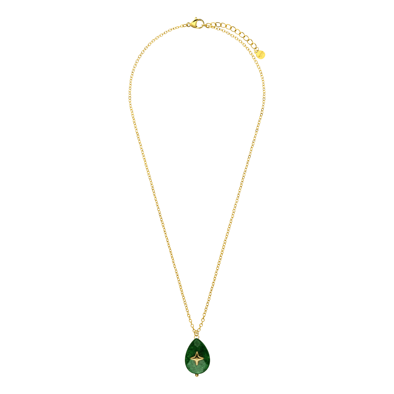 Stainless steel goldplated ketting met hanger met natuursteen voor dames