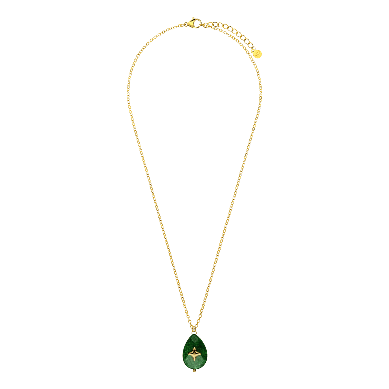 Stalen goldplated ketting met hanger met natuursteen voor dames