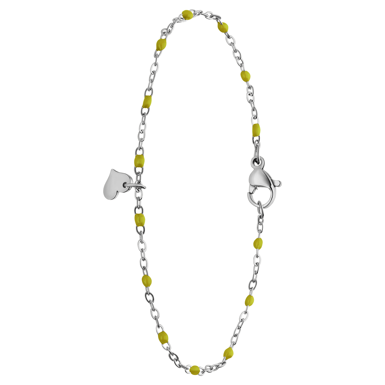Armband aus Edelstahl, Herz, Emaille, Grün