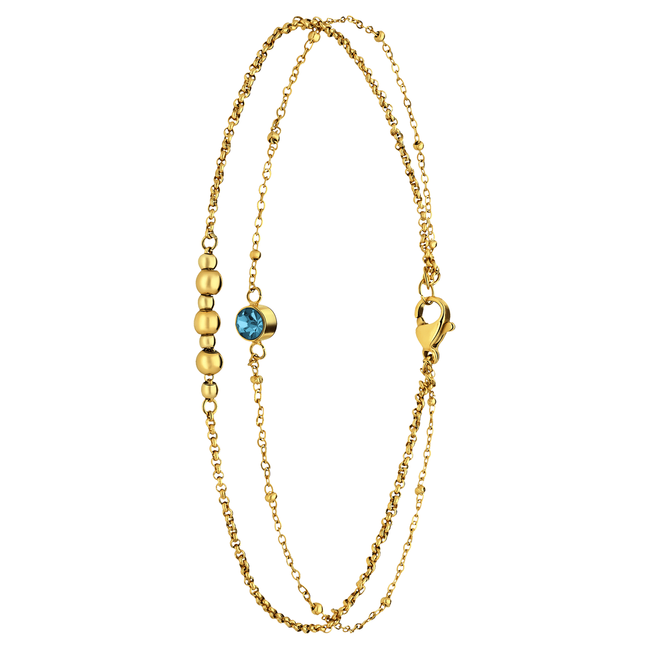 Dubbele goldplated stalen enkelbandje met steentje