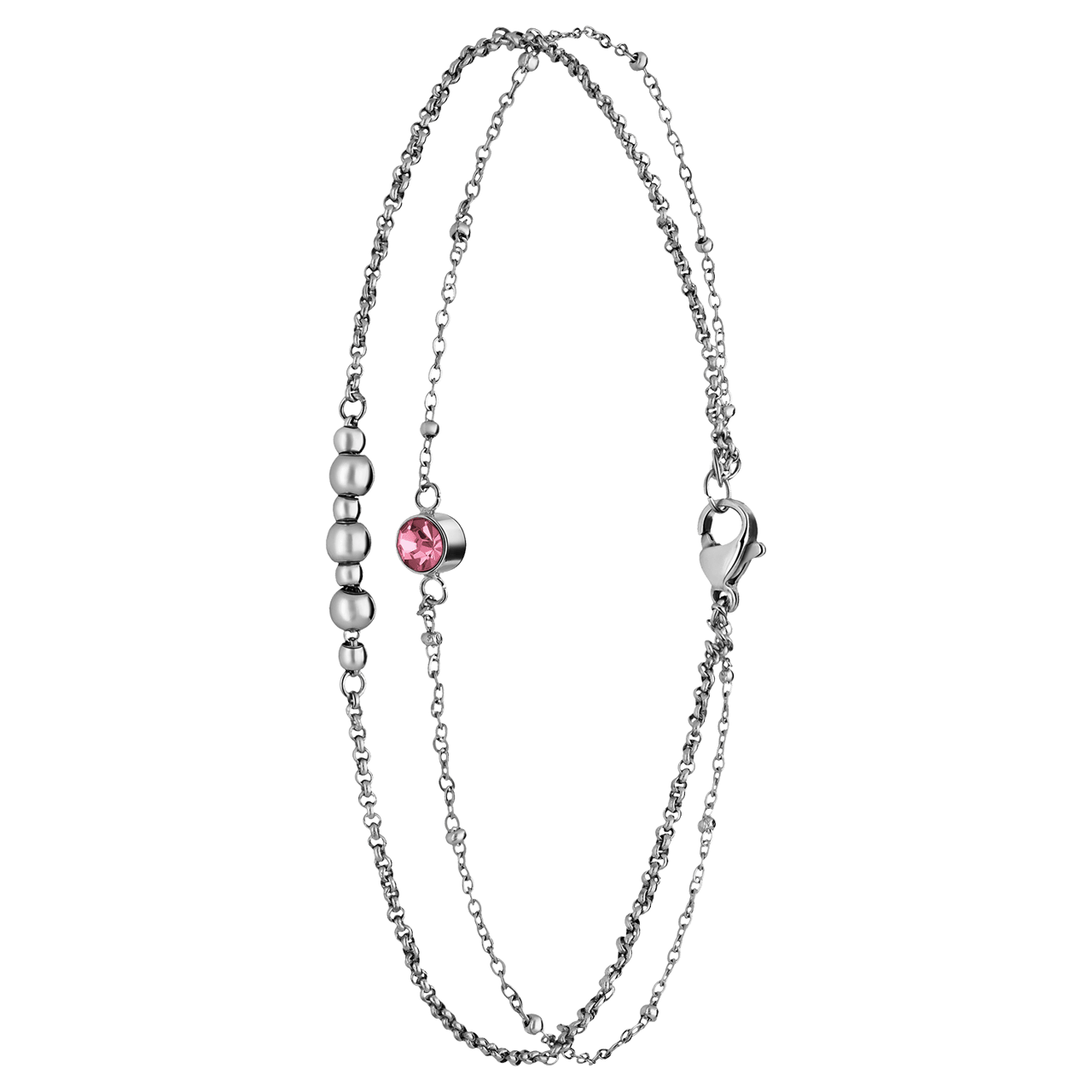 Fußkettchen aus Edelstahl, doppelreihig, mit Stein