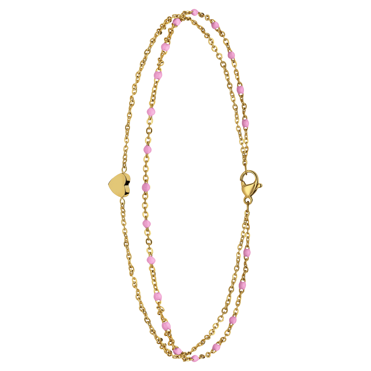 Dubbele goldplated stainless steel enkelbandje met hartje