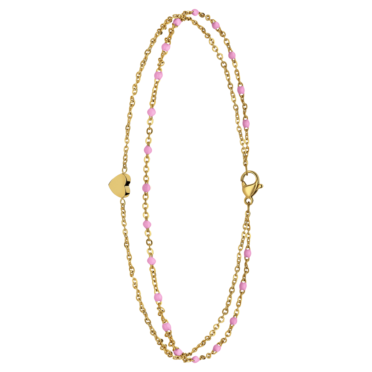 Dubbele goldplated stalen enkelbandje met hartje