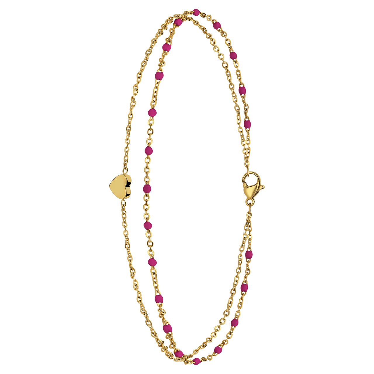 Dubbele goldplated stainless steel enkelbandje met hartje