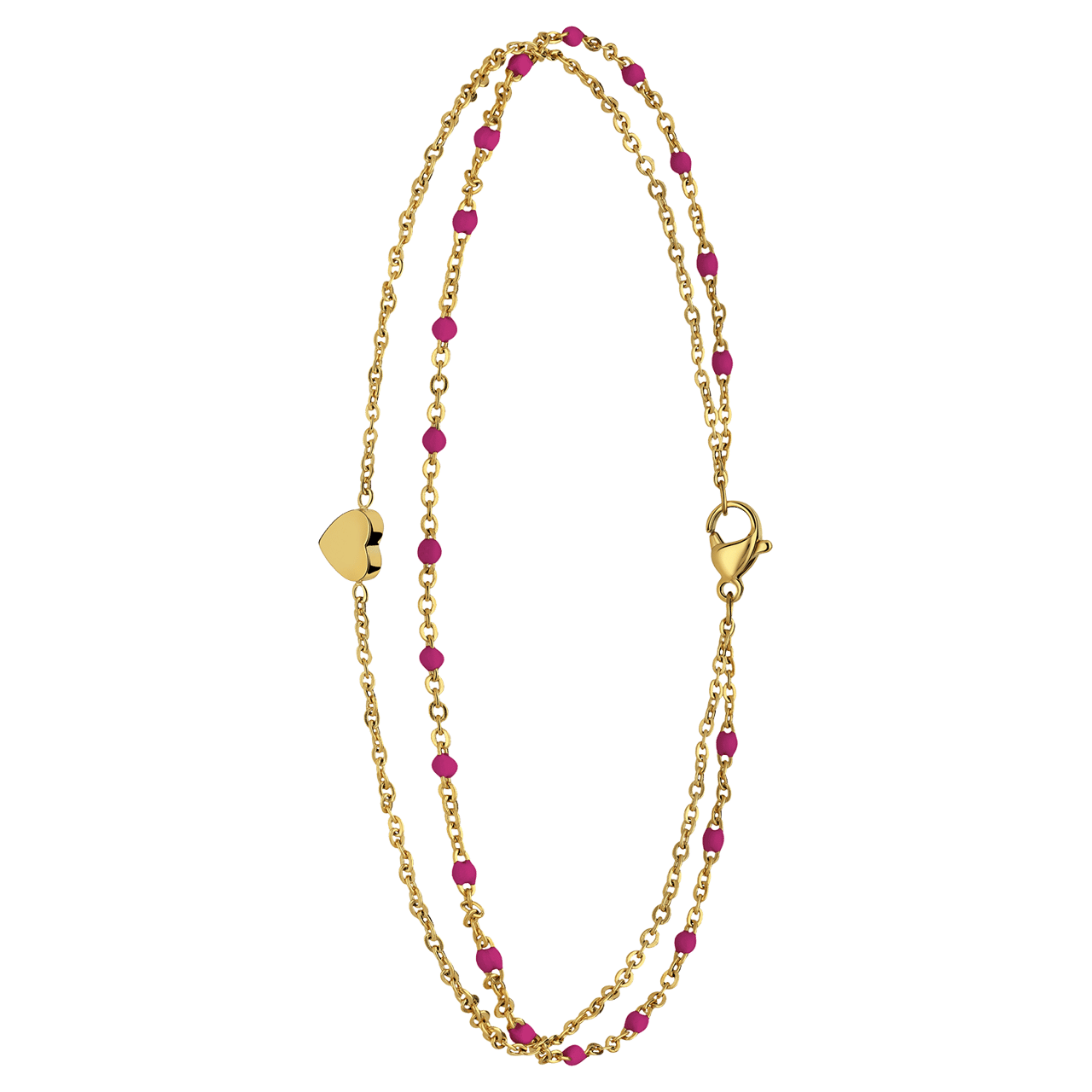 Dubbele goldplated stalen enkelbandje met hartje