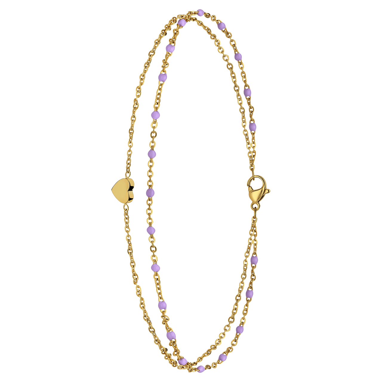 Dubbele goldplated stainless steel enkelbandje met hartje