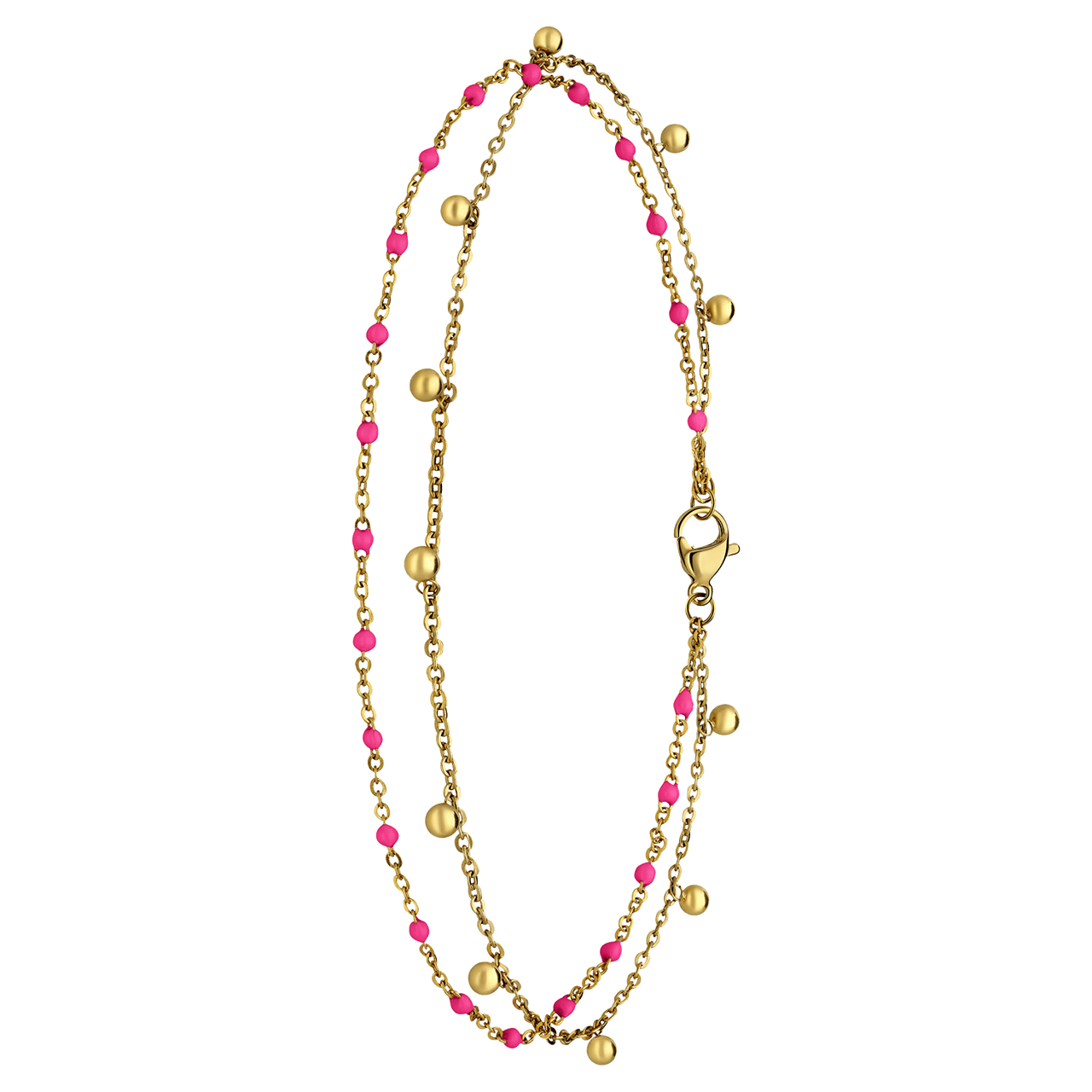 Dubbele goldplated stalen enkelband met bedeltjes