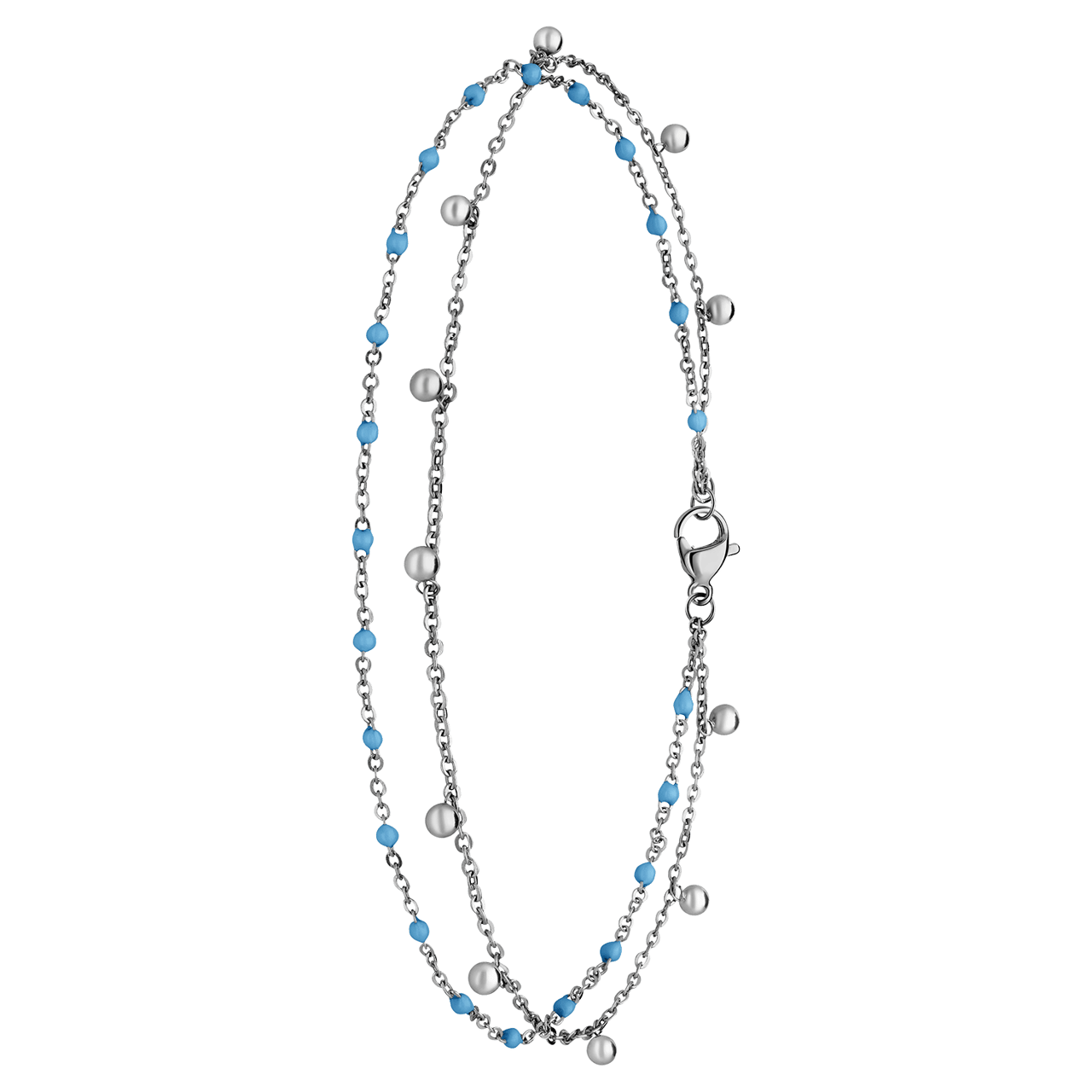 Dubbele stalen enkelband met bedeltjes