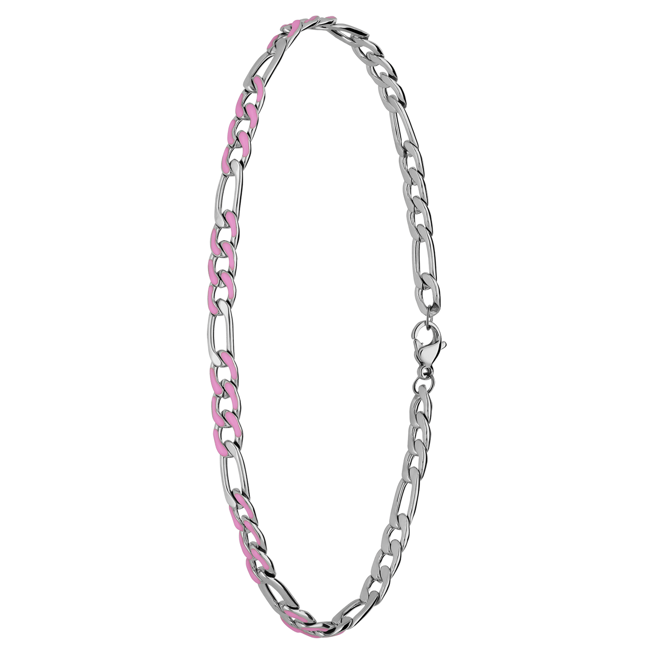 Stainless steel enkelband figaro lichtroze
