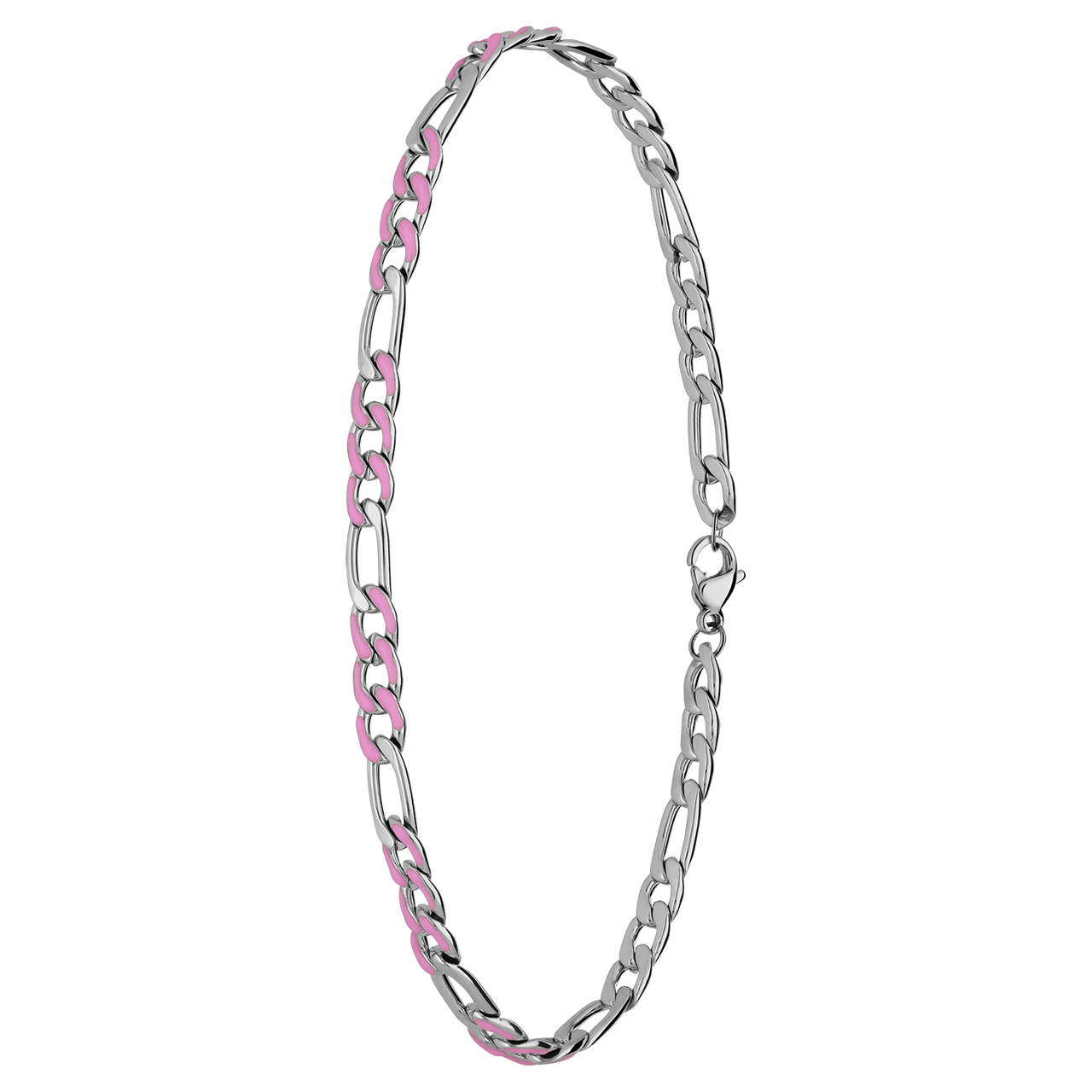 Stalen enkelband figaro lichtroze