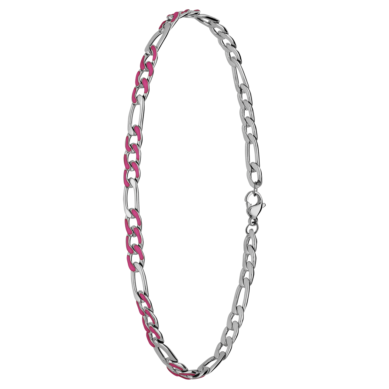 Stainless steel enkelband figaro fuchsia