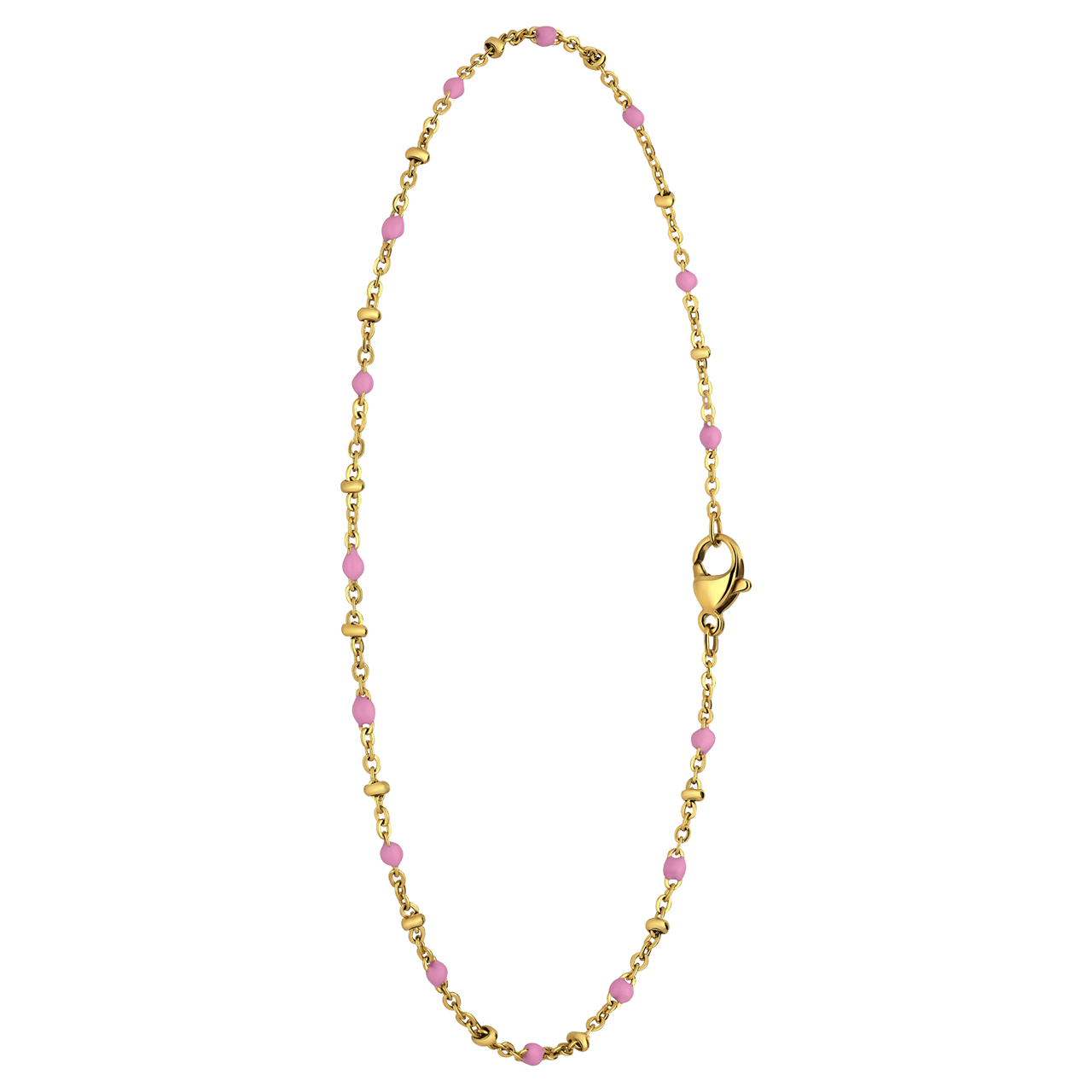 Stalen goldplated enkelbandje met plating lichtroze voor dames