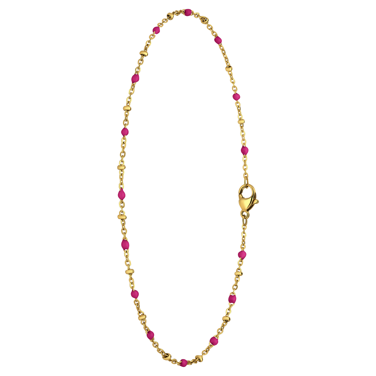 Gerecycled stalen goldplated enkelband saturn roze