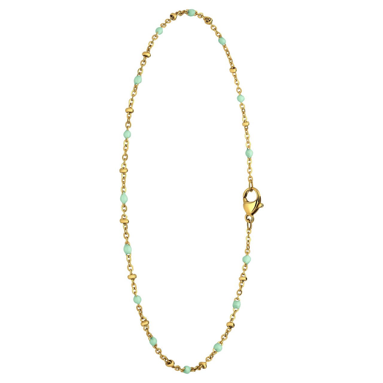 Gerecycled stalen goldplated enkelband saturn groen