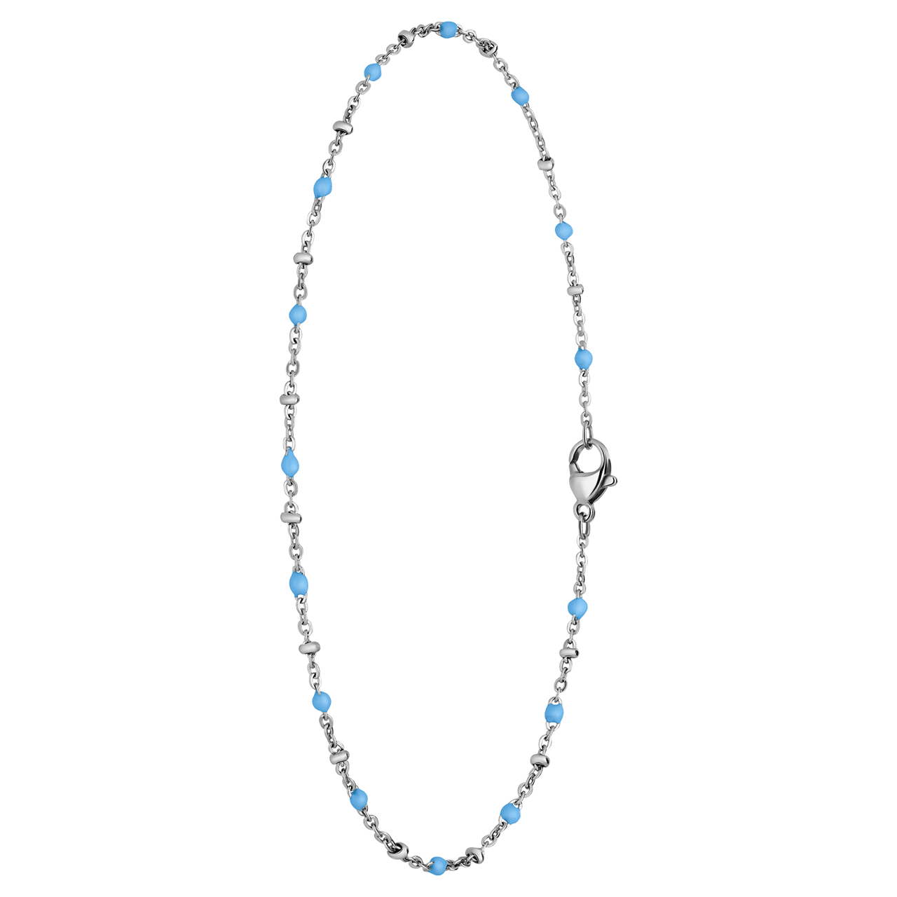 Gerecycled stainless steel enkelband saturn lichtblauw