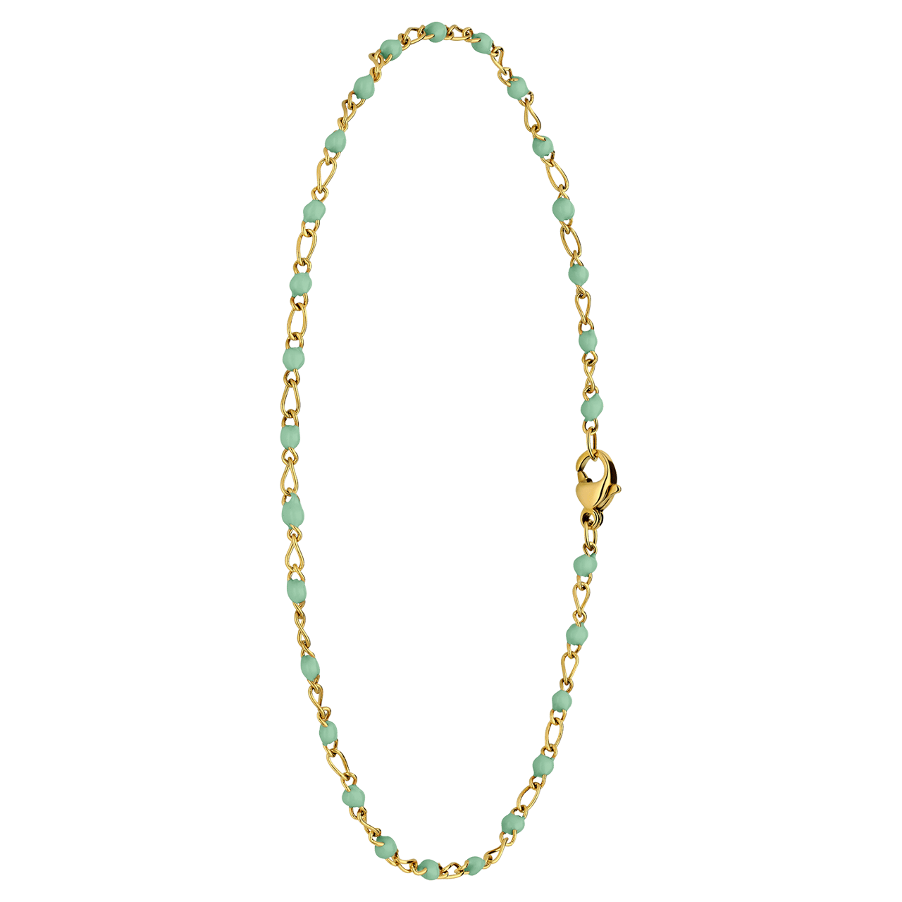 Stainless steel goldplated enkelband figaro groen