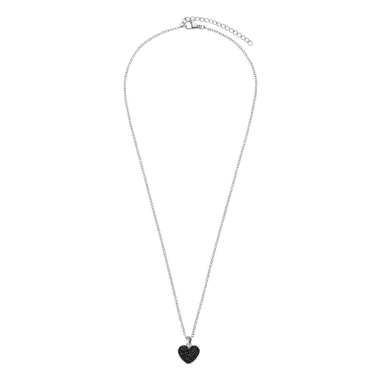 LivLiv stalen ketting hart met kristal zwart voor dames