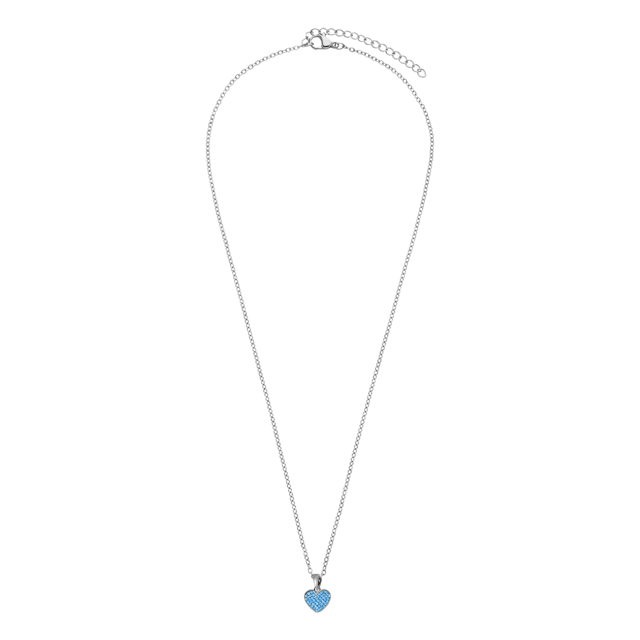 LivLiv stainless steel ketting hart met kristal aqua voor dames