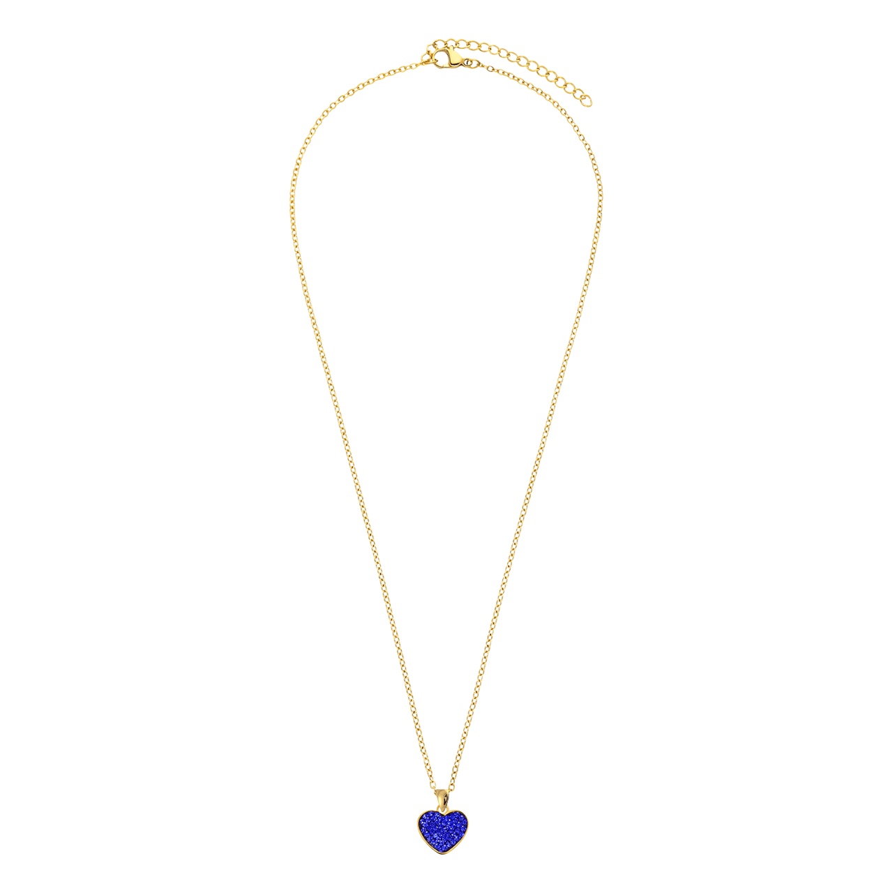 LivLiv stalen goldplated ketting hart kristal sapphire voor dames