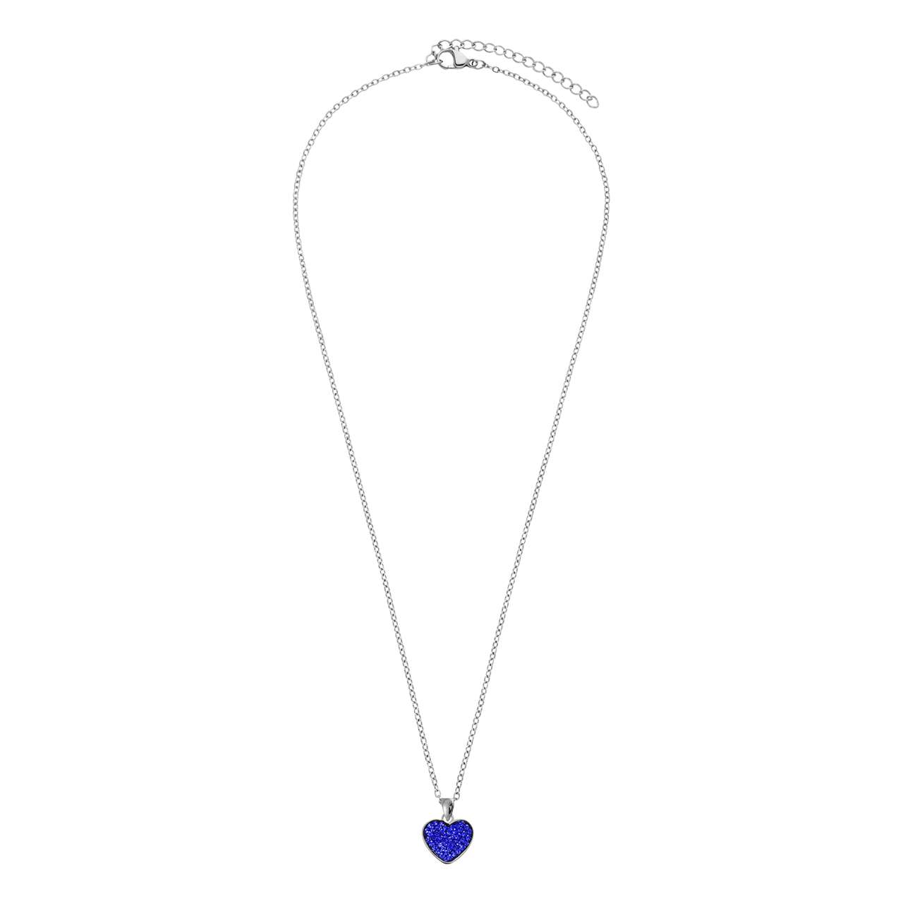 LivLiv stalen ketting hart met kristal sapphire voor dames