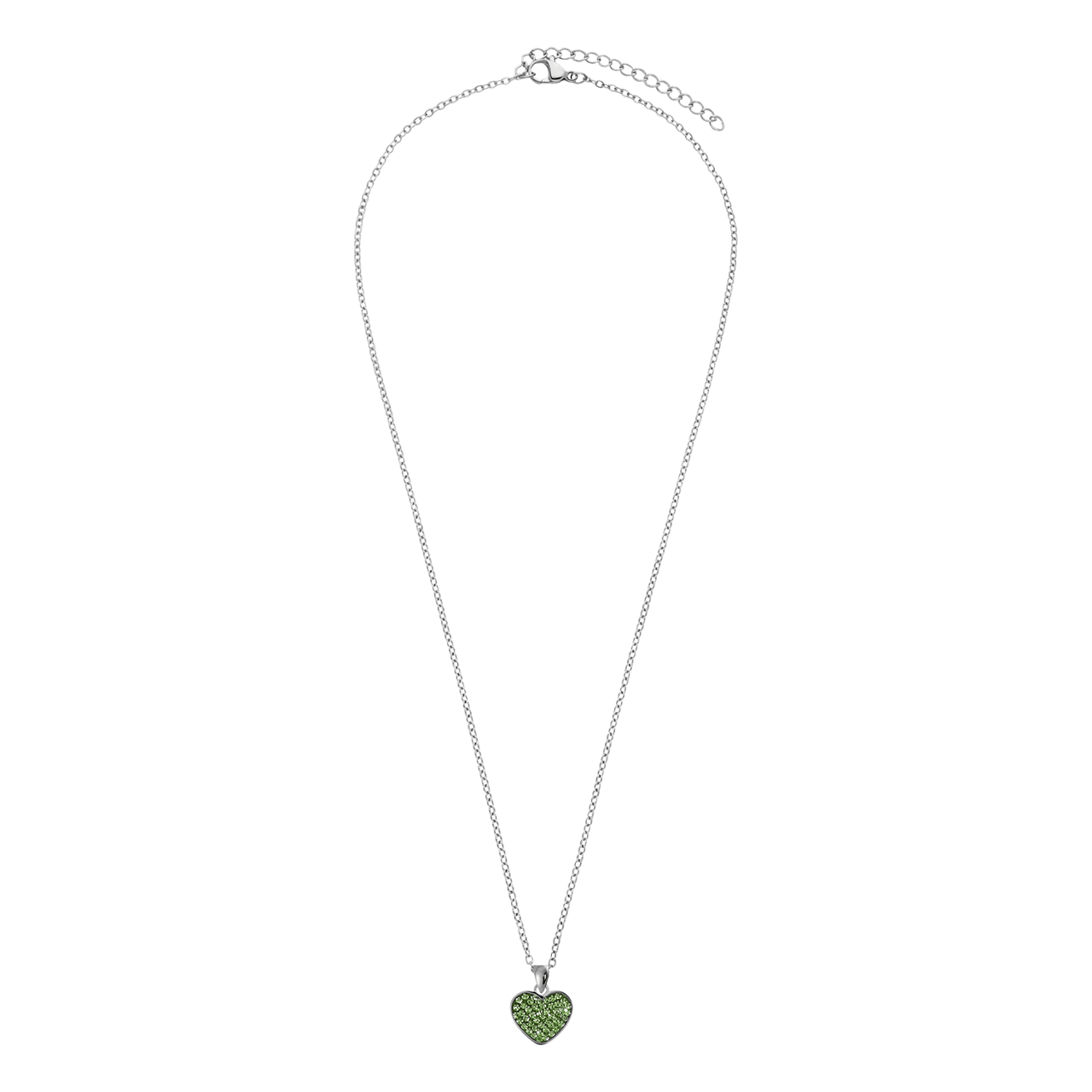 LivLiv stalen ketting hart met kristal peridot voor dames