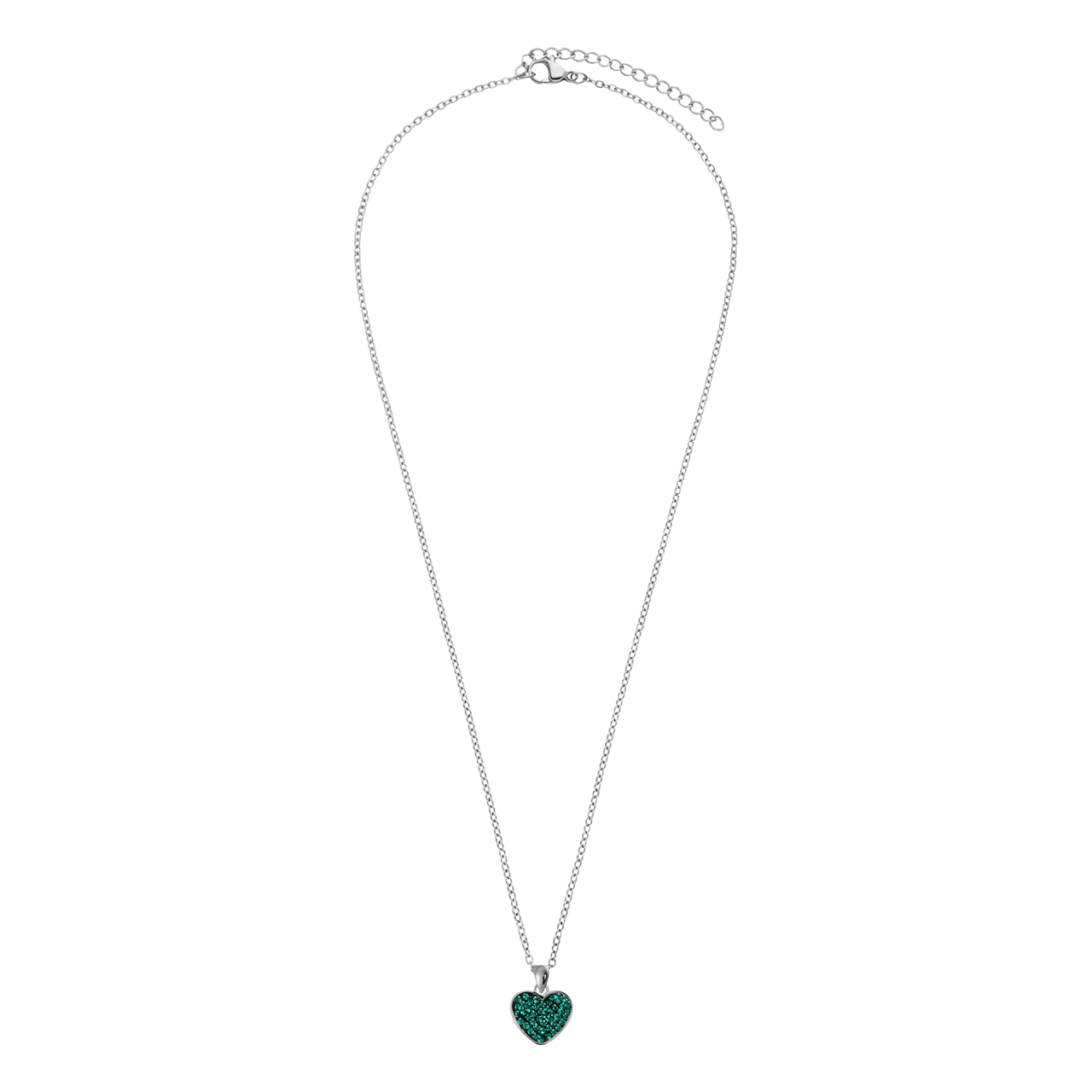 LivLiv stainless steel ketting hart met kristal emerald voor dames