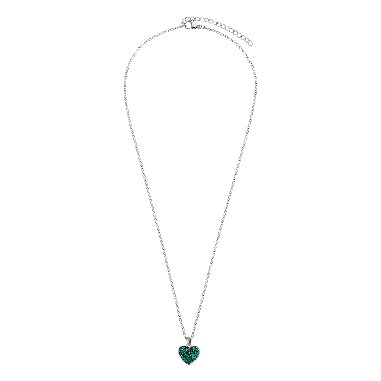 LivLiv stalen ketting hart met kristal emerald voor dames