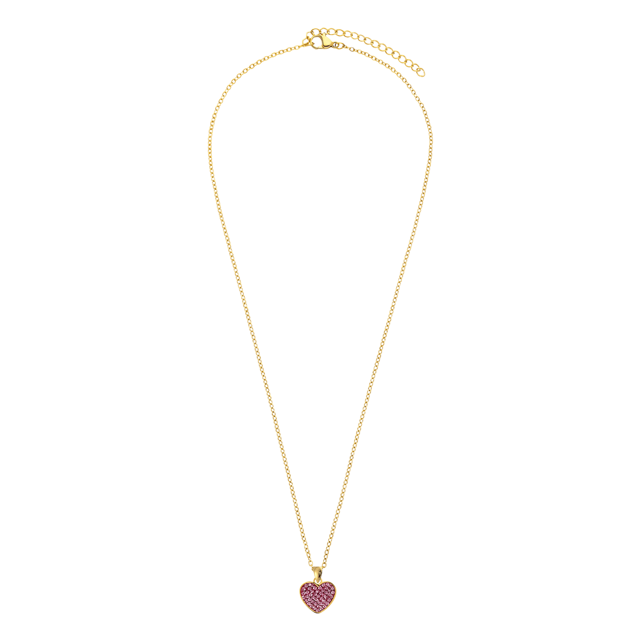 Stalen goldplated ketting met hanger hart met kristal voor dames