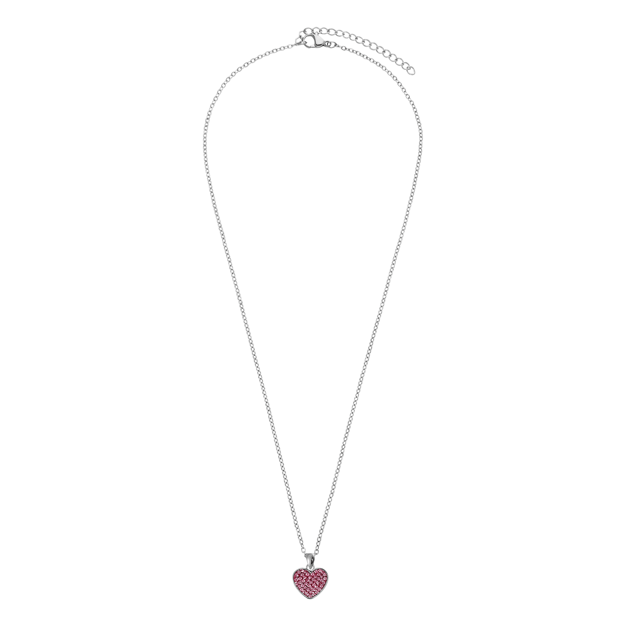 LivLiv stainless steel ketting hart met kristal roze voor dames