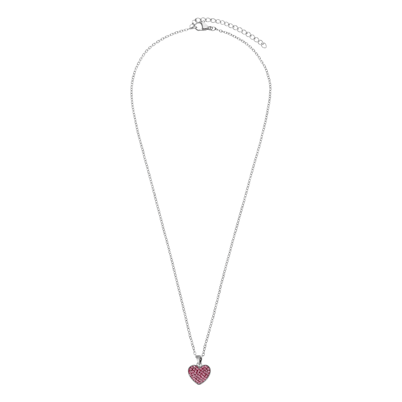 LivLiv stalen ketting hart met kristal roze voor dames