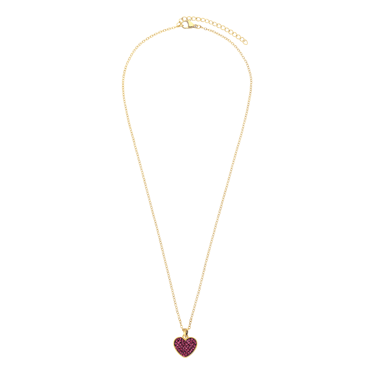 Stainless steel goldplated ketting met hanger hart met paars kristal voor dames
