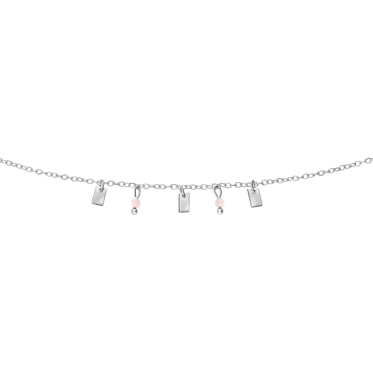 Stalen armband met rozenkwarts