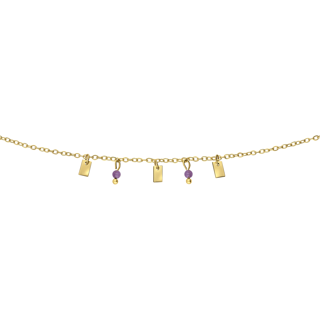 Stainless steel goldplated fantasiearmband met amethyst voor dames