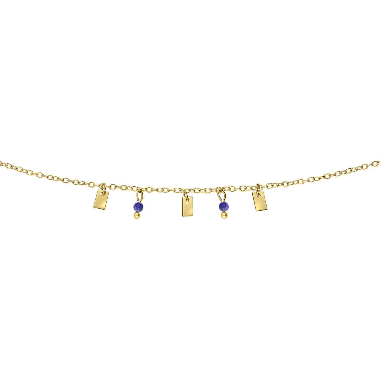 Stainless steel goldplated armband met lapis lazuli
