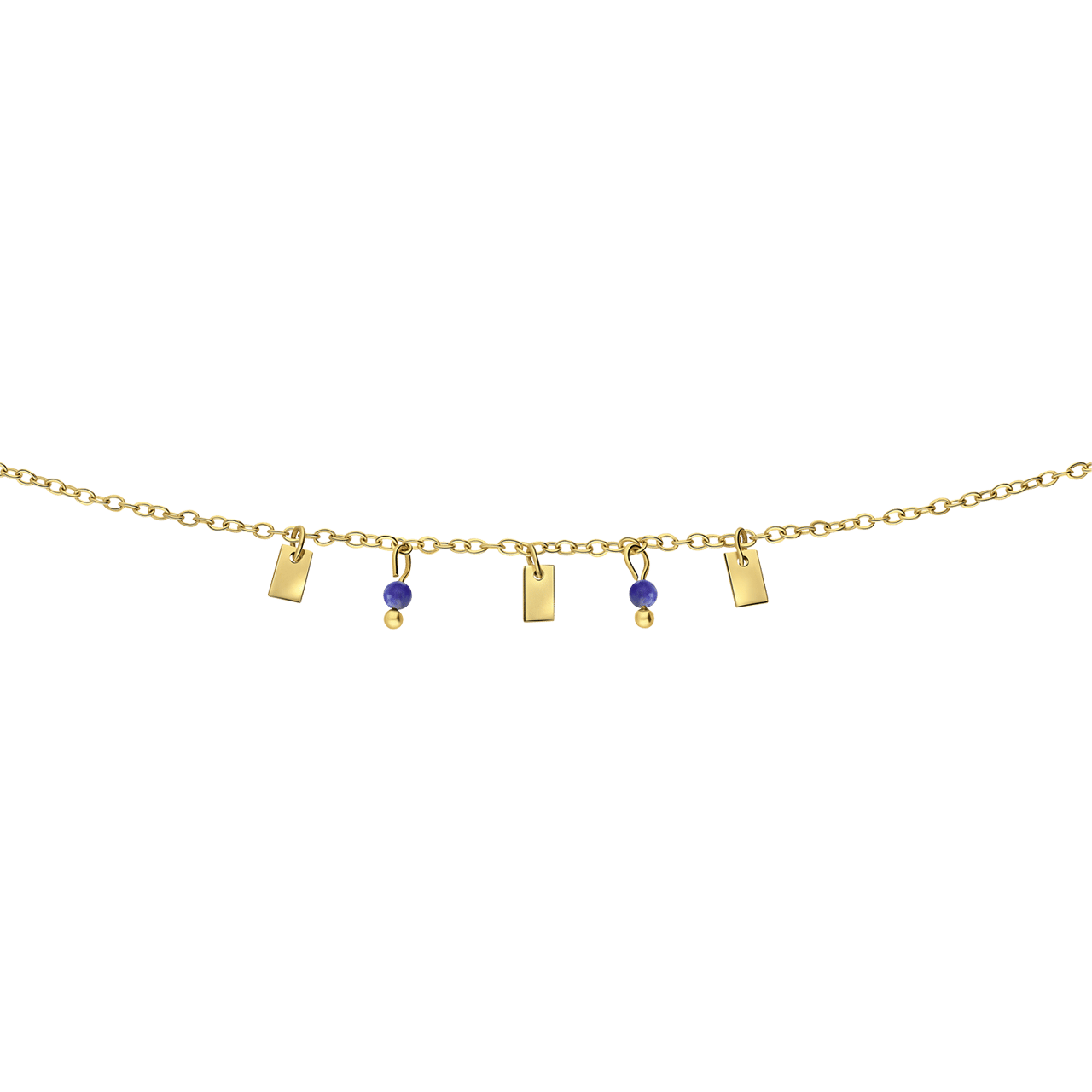 Stalen goldplated fantasiearmband met lapis lazuli voor dames
